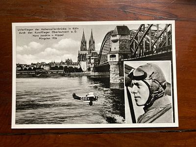 Great War fighter pilot Hans Joachim von Hippel signed 5.5x3.5 inch photo postcard. Flying 