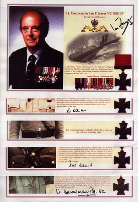 Victoria Cross winners signed collection of 5 colour hand signed pictures. A4 size signed by 