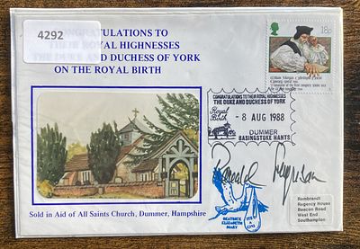 Mjr Ronald Ferguson signed 1988 Royal Birth Duke and Dutchess of York cover with Dummer 