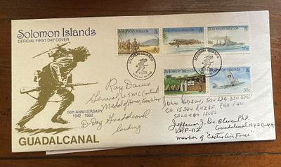 US Medal of Honor winners Ray Davies, Jefferson De Blanc signed Guadalcanal Solomon Islands FDC 