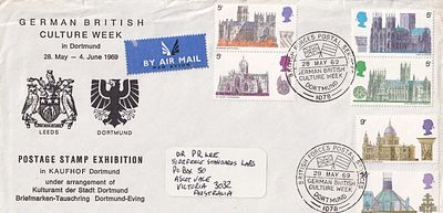 1969 British Cathedral Official Forces FDC German British Culture Week Cat &pound;40. signs of age 