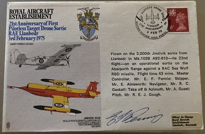 RAF E Penning signed cover 21st Ann of the First Pilotless Target Drone Sortie RAE Llanbedr 3 