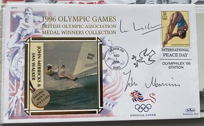 1996 Olympic Sailing medal winners John Merricks and Ian Walker signed Benham official Medal 