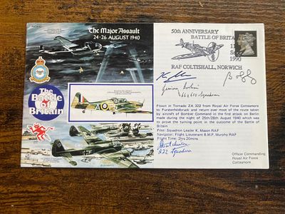 WW2 Battle of Britain Jimmy Corbin 66 sqn and Iain Hutchinson 222 sqn signed RAF FDC RAFA 10 