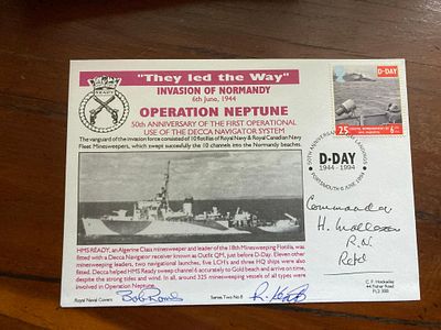 Dday 1994 Operation Neptune treble signed Navy cover. Decca Navigation 50th ann. Only 50 covers 