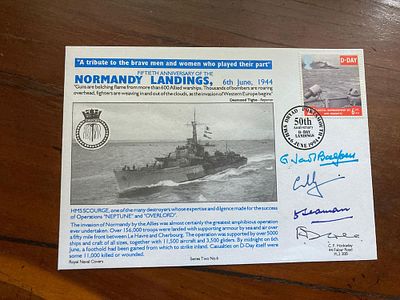 Normandy Landings Hockaday Navy Cover Signed 4 in Action inc Admiral Balfour. Only 110 covers 