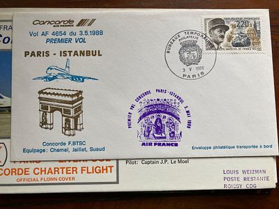 Concorde 1988 Paris Istanbul Air France 1st flight cover, Paris postmark, carried on the 