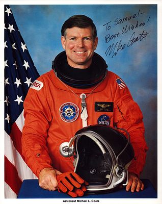 Astronaut Michael L. Coats signed 10 x 8-inch NASA colour photo. Dedicated. Space missions: 