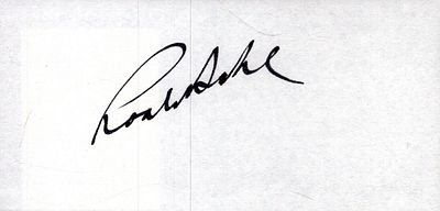 Roald Dahl signed 5x3inch album page.