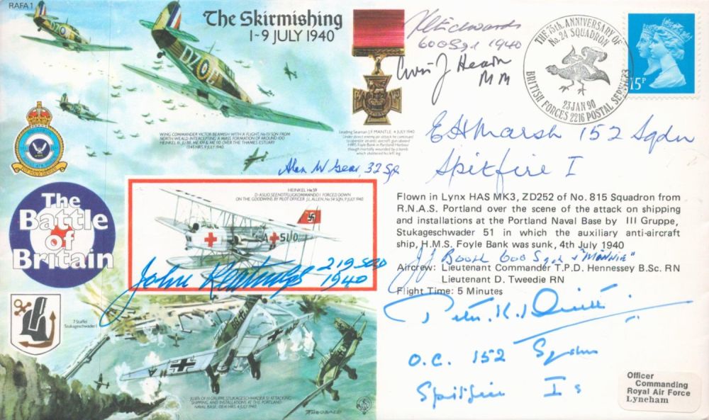 Lot 524: Battle of Britain Skirmishing Signed Devitt, Marsh, Edwards,...