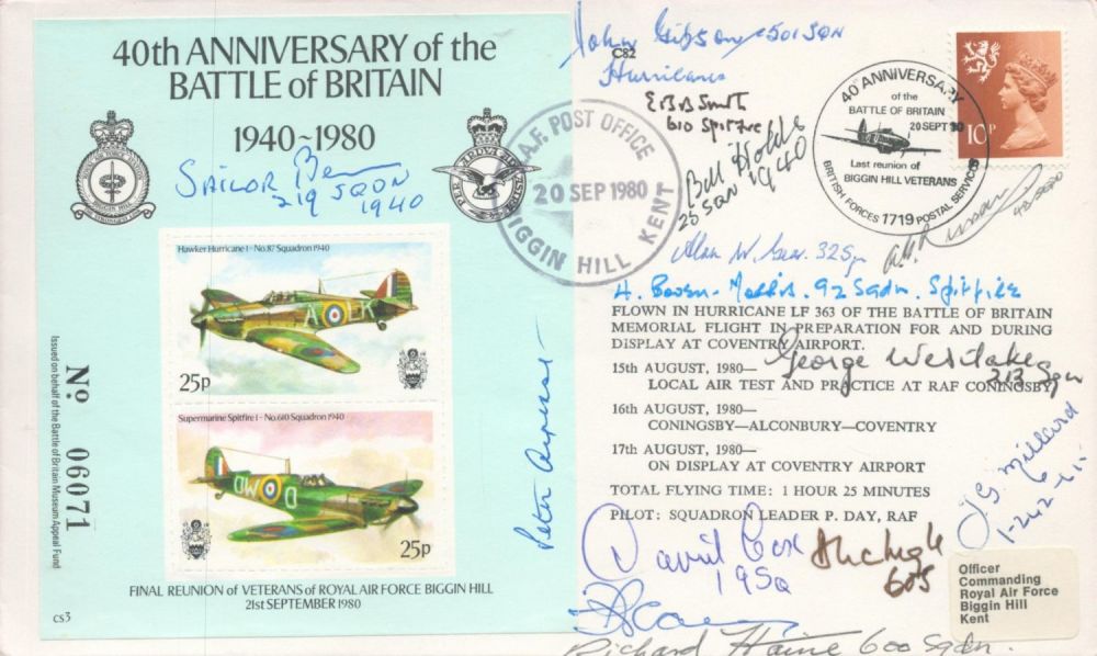 Lot 528: 40th Anniv Battle of Britain Signed by 14...