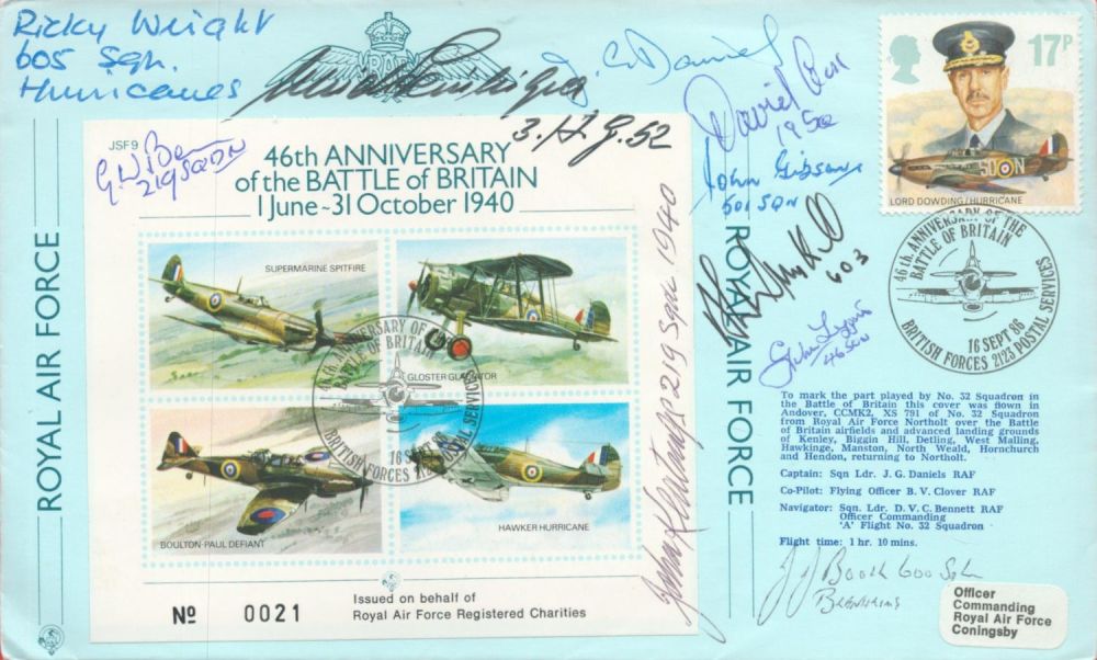 Lot 530: JSF9b 46th Anniv Battle of Britain Signed by...