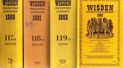 Wisden Crickers' Almanack Edition 117-120 / 1980-1983. Collection of 4 books.