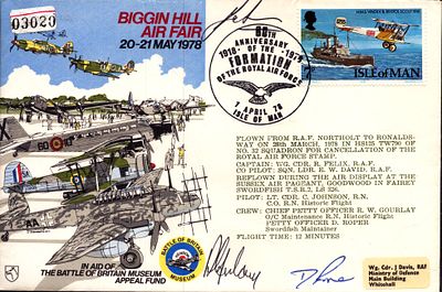 Petty Officer D Roper, R W Gourlay and another signed Biggin Hill Air Fair 80th Anniversary May 