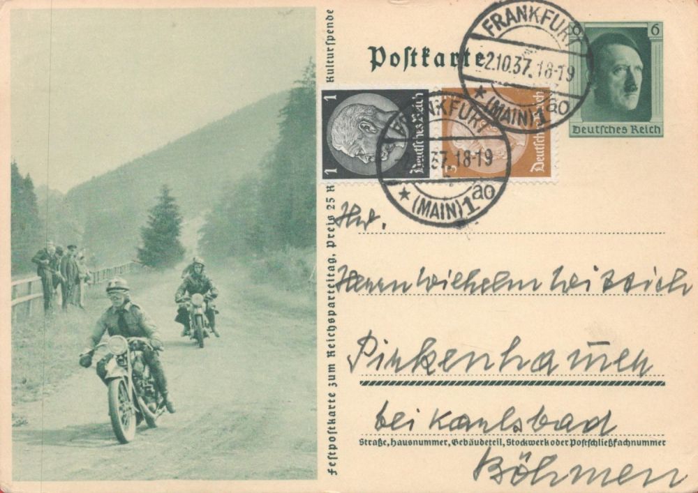 Lot 541: 2 10 37 Frankfurt Postmark Postcard no 5...