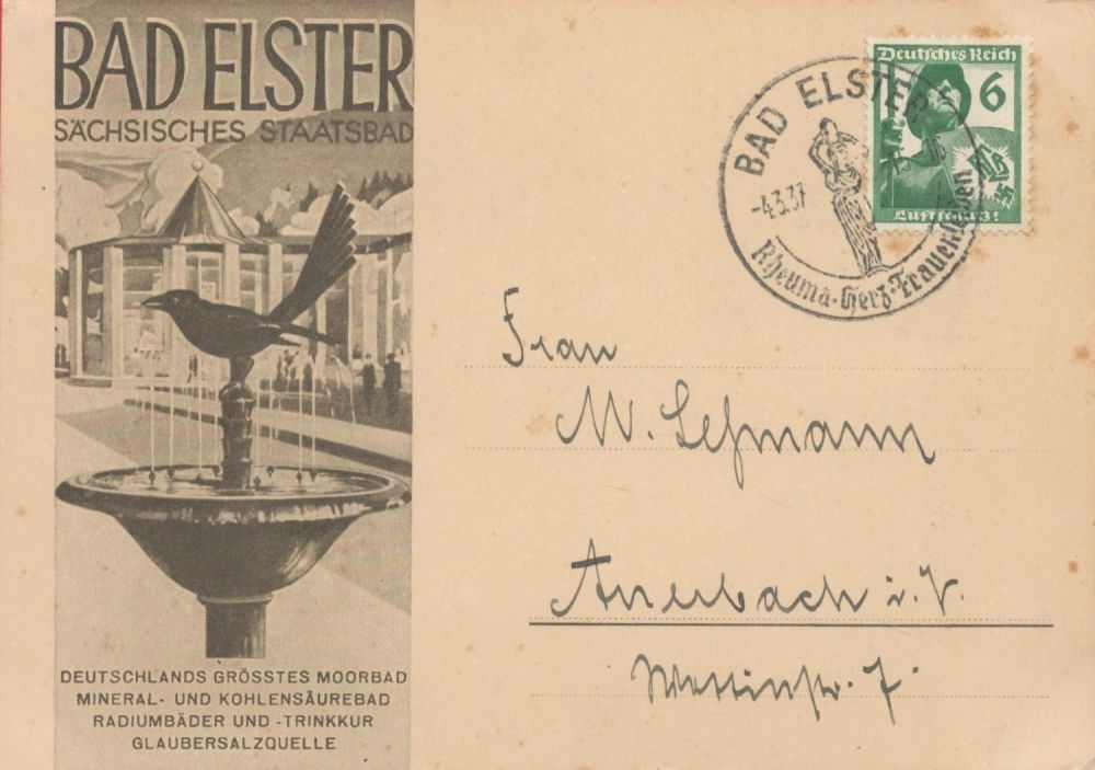 Lot 543: 4 23 37 Bad Elster special Postmark Privately...