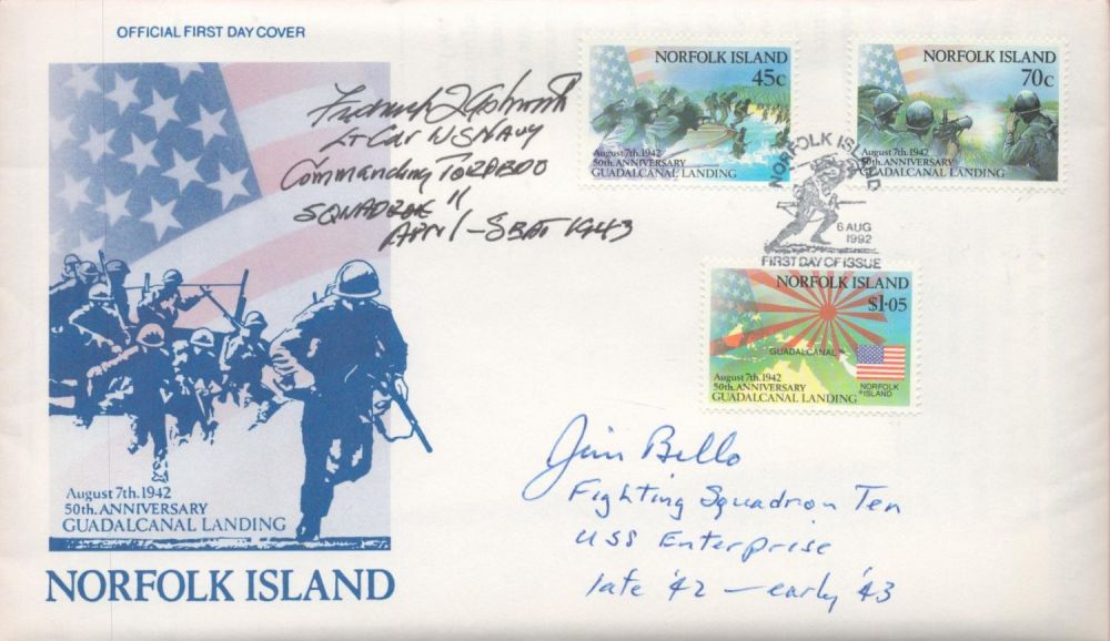 Lot 550: Norfolk Island Guadalcanal Landing Signed Personally Signed by...