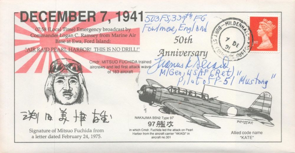 Lot 558: 50th Anniv Air Raid Pearl Harbor Signed Major...