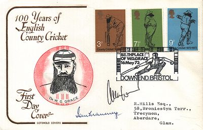 9 Allen Lamb and Tom Graveney signed hundred years of English county cricket FDC.
