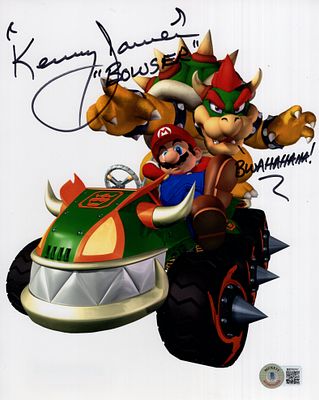 Super Mario Brothers character Bowser colour 8x10 photo signed by his voice actor Kenny James