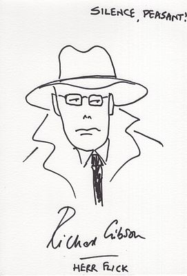 Allo Allo actor Richard Gibson hand drawn caricature by himself as his character Herr Flick. 