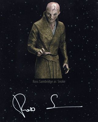 Star Wars character 8x10 photo signed by actor Ross Sambridge as 'Snoke’.