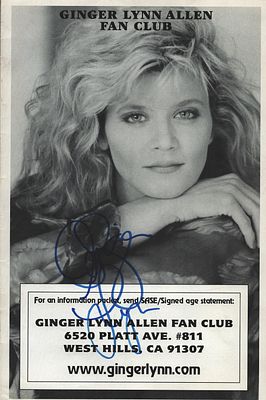 Ginger Lynn Allen signed 10X7 Inch black and white newspaper Photo.