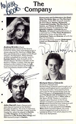 Andrea Brooks John Darrell Richard Henry Edwards signed page from theatre programme.