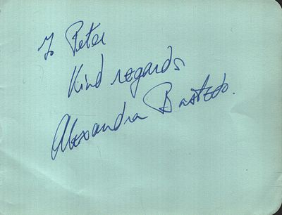 Alexandra Bastedo signed album page dedicated.