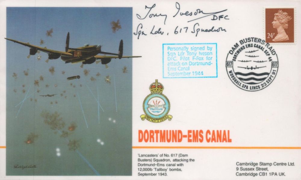 Lot 631: Sqn Ldr Tony Iveson DFC (Dambuster) Signed Dortmund-Ems...
