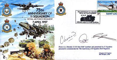 Parachute Regiment signed 3 Paras 5 Rolling Rocks on back 75th ann 11 Sqn cover. 7 Apr 97-75th 