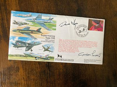 Supermarine 510 double signed Experimental Jet Aircraft flown RAF cover EJA10 autographed by 