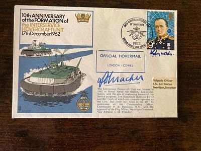 Rare Navy cover signed by Admiral Treacher, Flag Officer, Naval Air Command and Cdr. Reynolds. 