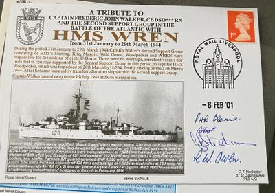 Royal Navy Capt PHR Glennie, A Knight, AG Steadman and RW Owen signed cover HMS Wren 31st Jan - 