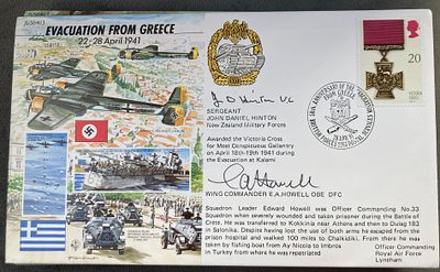 WW2 Sgt John Daniel Hinton NZ and Wg Cdr E.A. Howell signed JS/50/41/3 Evacuation From Greece 