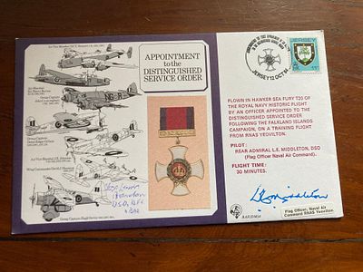 WW2 Sqn Ldr Lewis Brandon DSO DFC signed RAF Medal cover Distinguished Service Order DM4. After 