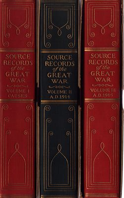 Source Records of The Great War VOL 1-3. National Alumni, 1923. Collection of x3 hardback. A 