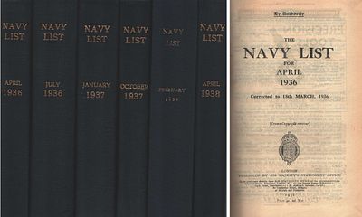 The Navy List Hardback Collection 6. April 1936, July 1936, January 1937, October 1937 
