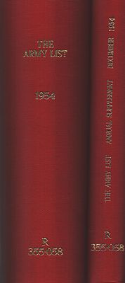 The Army List Hardback Collection 2. 1954, Annual Supplement December 1954. No copies found on 