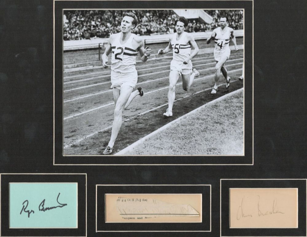 Lot 229: Athletes Sir Roger Bannister, Sir Chris Chataway and...
