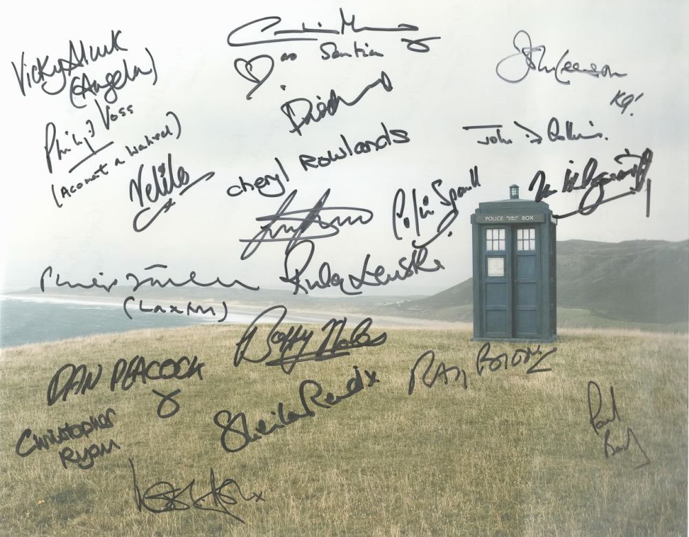 Lot 239: Dr Who multi signed 16x12 inch colour photo...