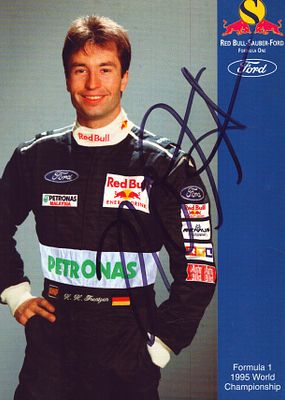 Heinz-Harald Frentzen signed promo card.