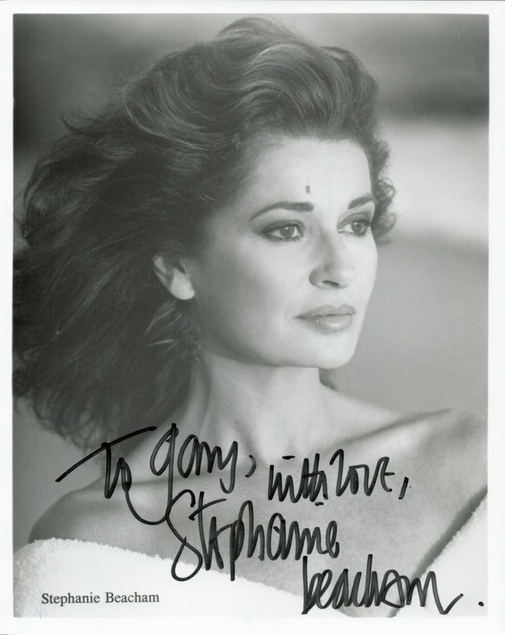 Lot 309: Stephanie Beacham signed 10x8 black and white photo....