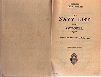 The Navy List, October 1950. Hardback