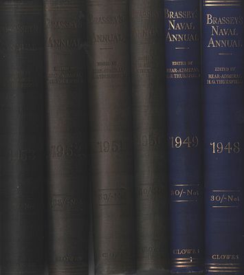 Brassey's Naval Annual Hardback Books Collection 6, 1948,1949,1950,1951,1952,1953. Edited by 