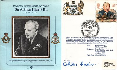 Therese Harris (Lady Harris) signed FDC. Marshal of The Royal Air Force. Sir Arthur Harris Bt. 