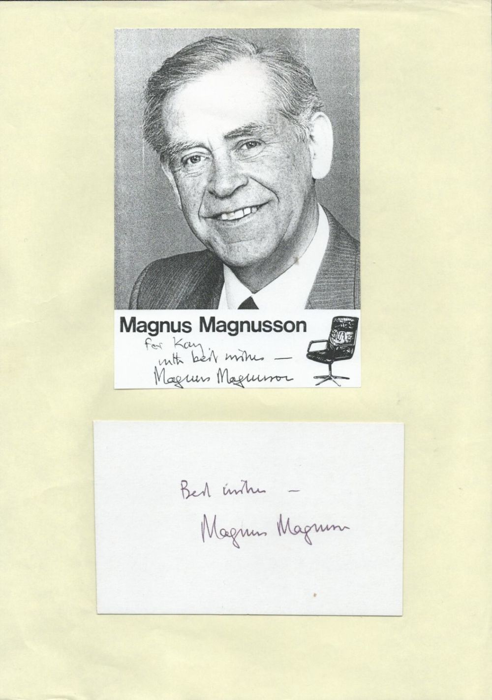 Lot 374: Icelandic-born British-based journalist Magnus Magnusson KBE Signed Signature...