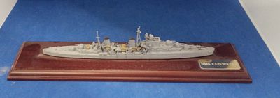 HMS Cleopatra ship model, on wooden base.
