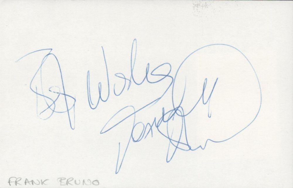 Lot 395: Boxer Frank Bruno Signed 5x3 inch White Signature...