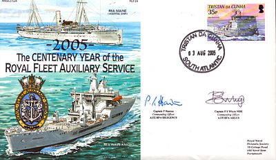 Captain P Hanton and P S Whyte signed The Centenary Year of the Royal Fleet Auxiliary Service 
